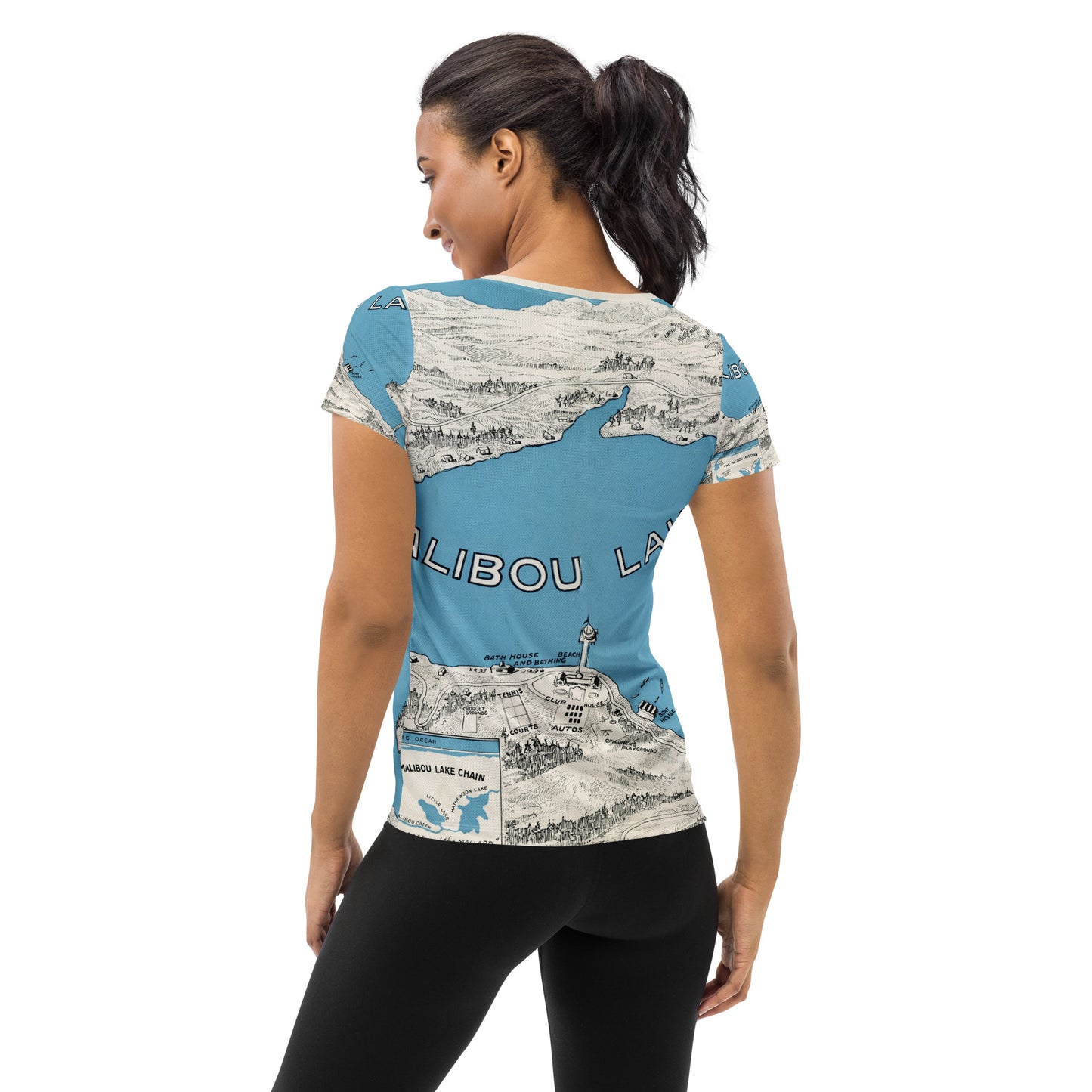 Malibou Mapwear All-Over Print Women's Athletic T-shirt