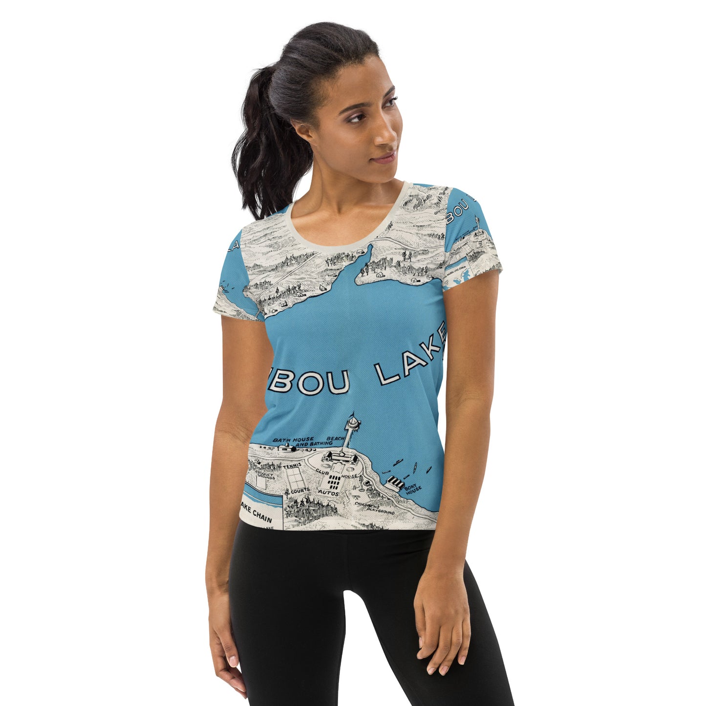 Malibou Mapwear All-Over Print Women's Athletic T-shirt