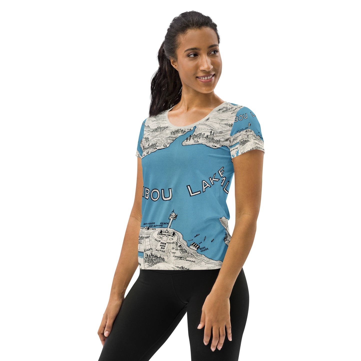 Malibou Mapwear All-Over Print Women's Athletic T-shirt